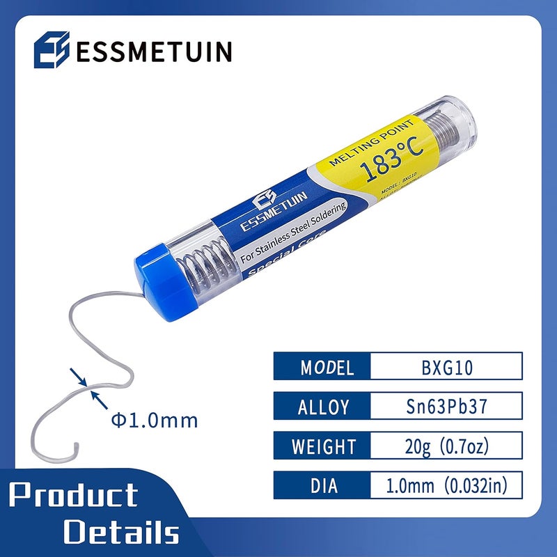 Essmetuin Store Special Core Solder Wire For Stainless Steel/Nickel Sheet/Zinc Flake/Copper/Iron Sheets/Aluminum Soldering, Multifunctional Core Solder Wire 1.0mm(0.04in) 1.4oz/2pack - Image 3
